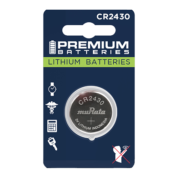 Premium Batteries CR2430 Battery 3V Lithium Coin Cell (1 Murata