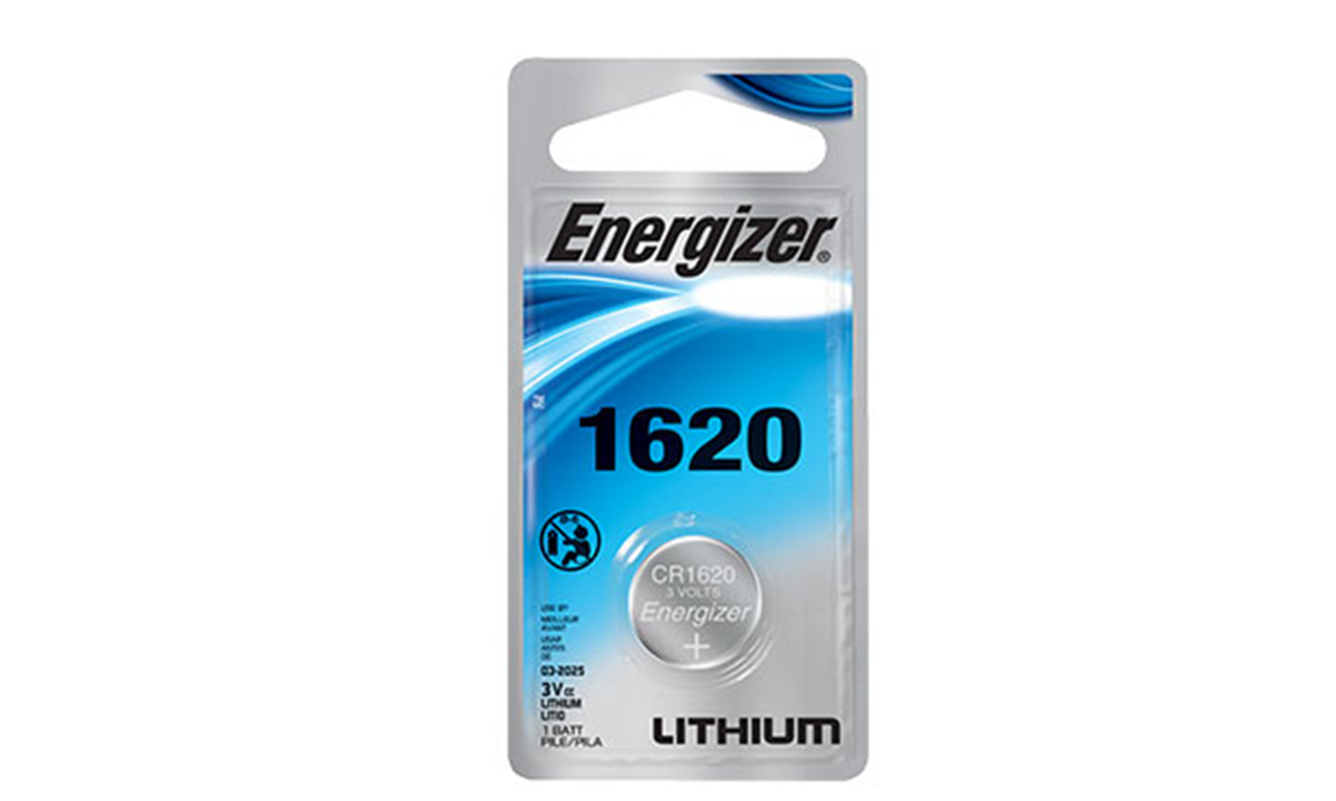 Energizer CR1620 Battery Lithium Coin Cell (1PC Blister Pack) (Child Resistant Packaging)