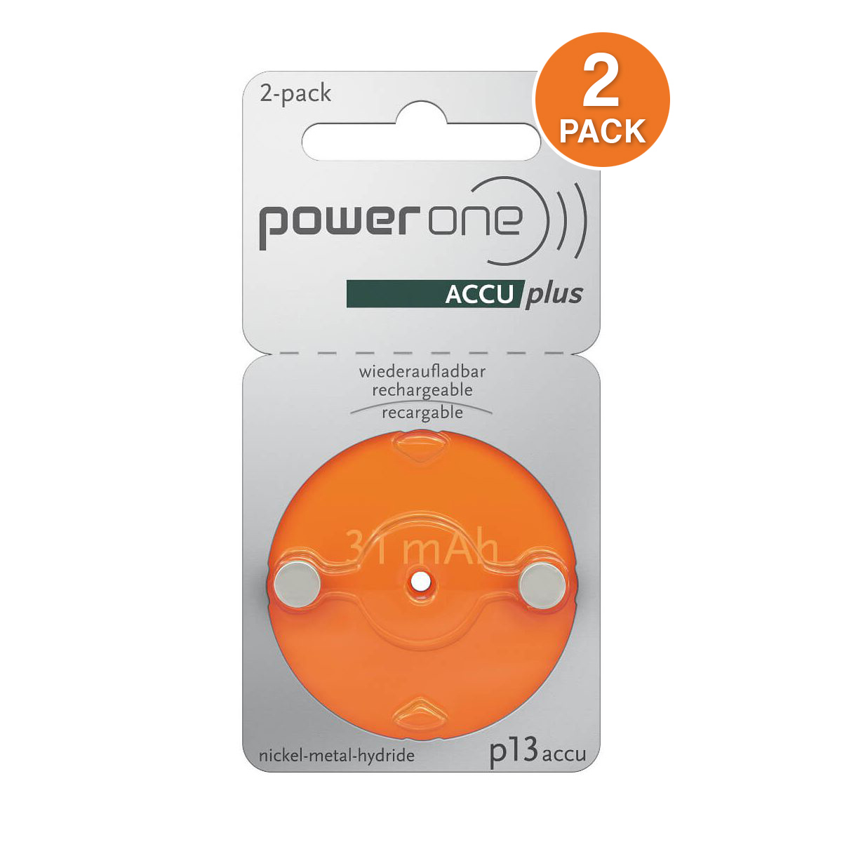  PowerOne ACCU Plus Size 312 Baterías recargables para audífonos  – Tamaño 312 Baterías para audífonos – Incluye bolsa para audífonos y  llavero de batería Liberty para audífonos : Salud y Hogar