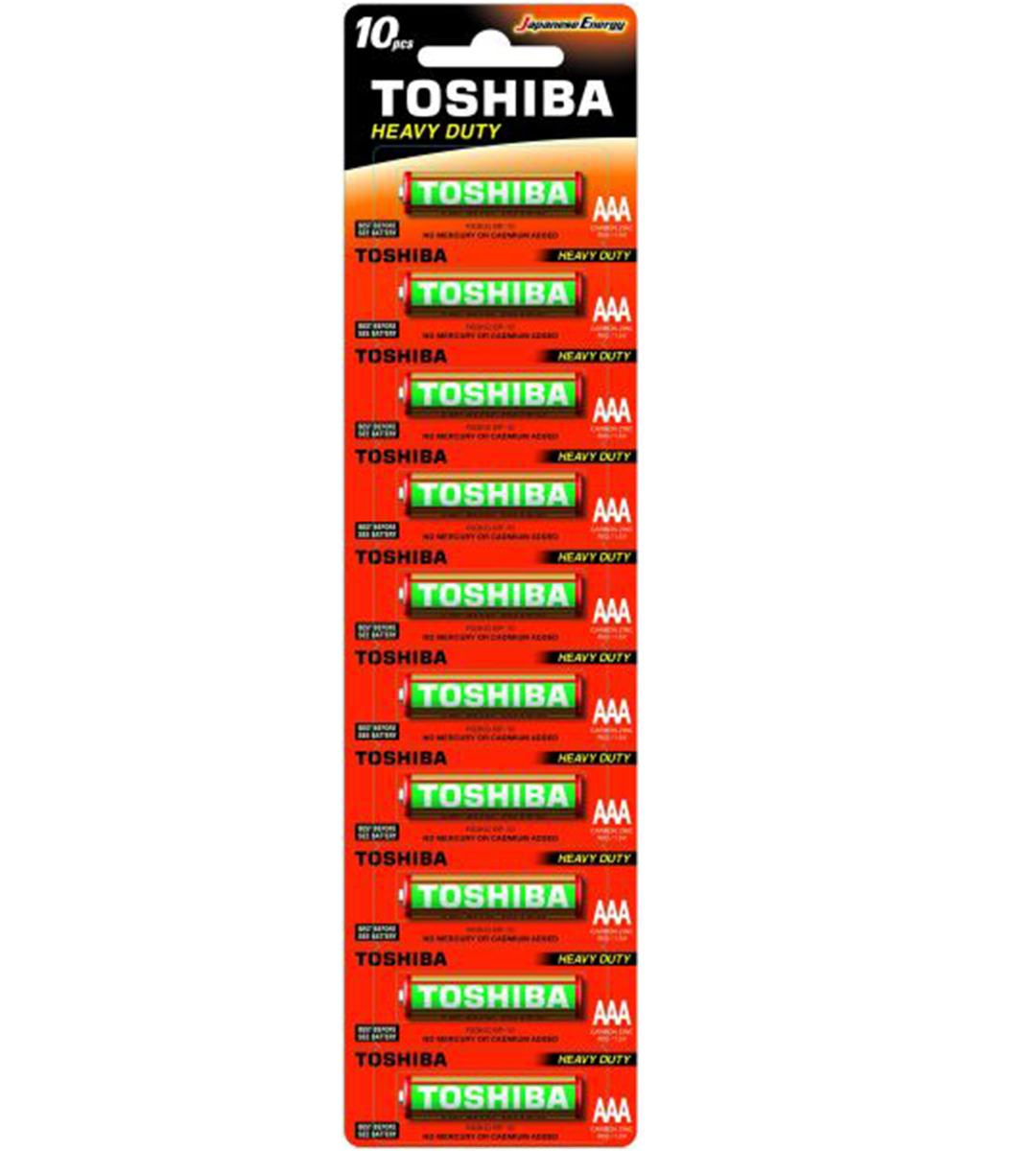 Toshiba Size AAA Heavy Duty Zinc Carbon Batteries, R03KG-BP-1X10C (10 Pack)