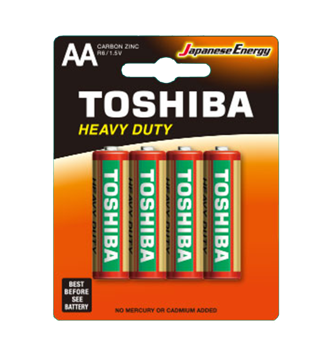 Toshiba Size AA Heavy Duty Zinc Carbon Batteries, R6KG-BP-4C (4 Pack)