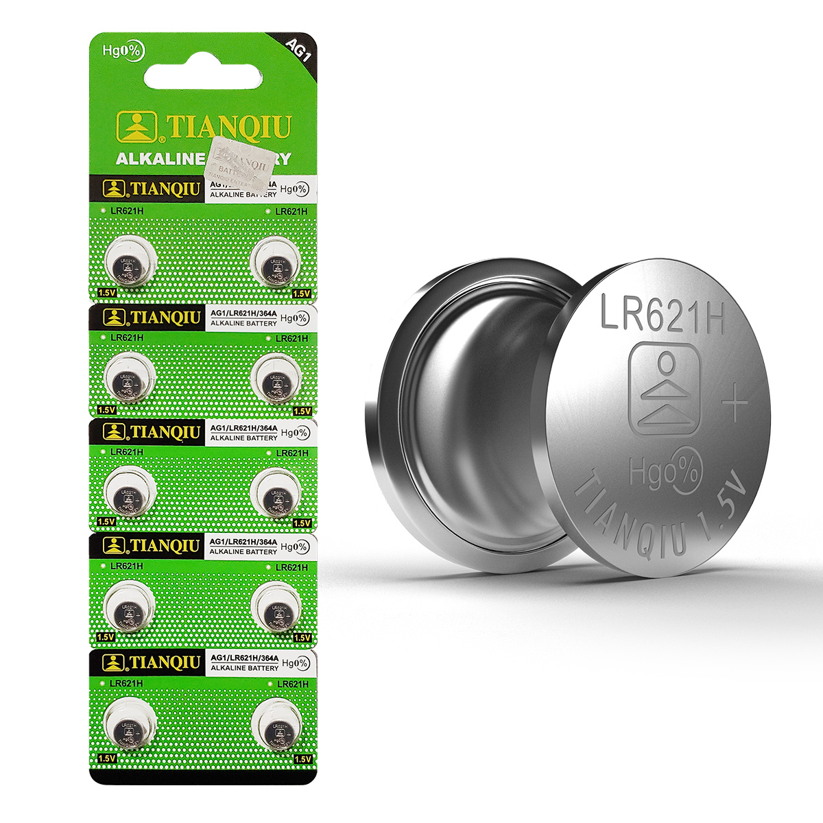 magneet Sinds Portaal Tianqiu AG1 (LR621H) Alkaline Button Cell Battery 1.5V (Strip of 10)