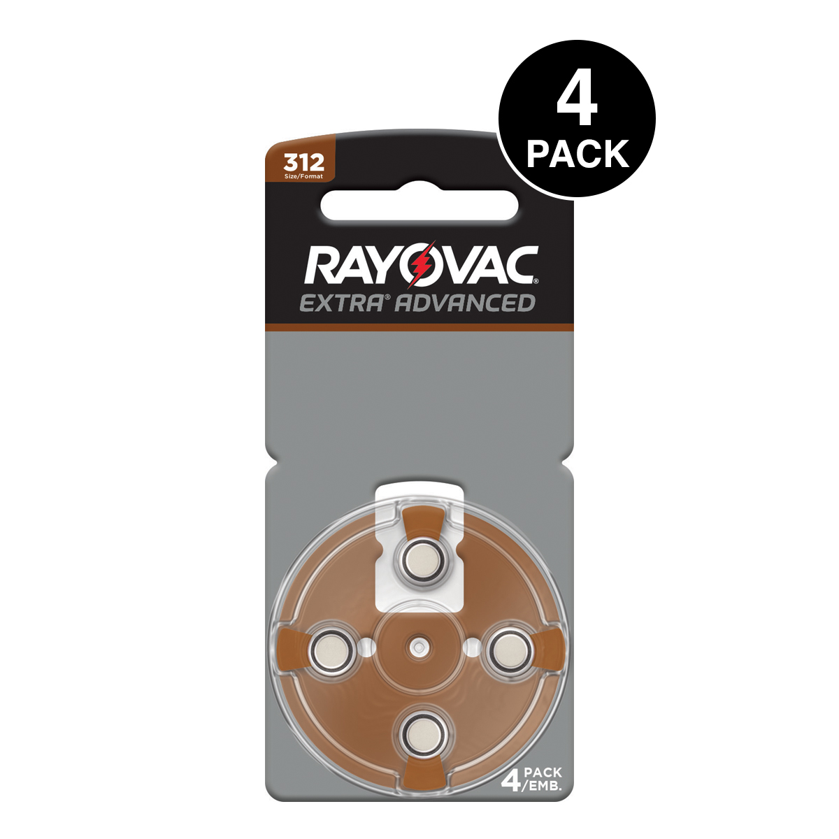 Rayovac Hearing Aid Batteries 312 (4-pack)