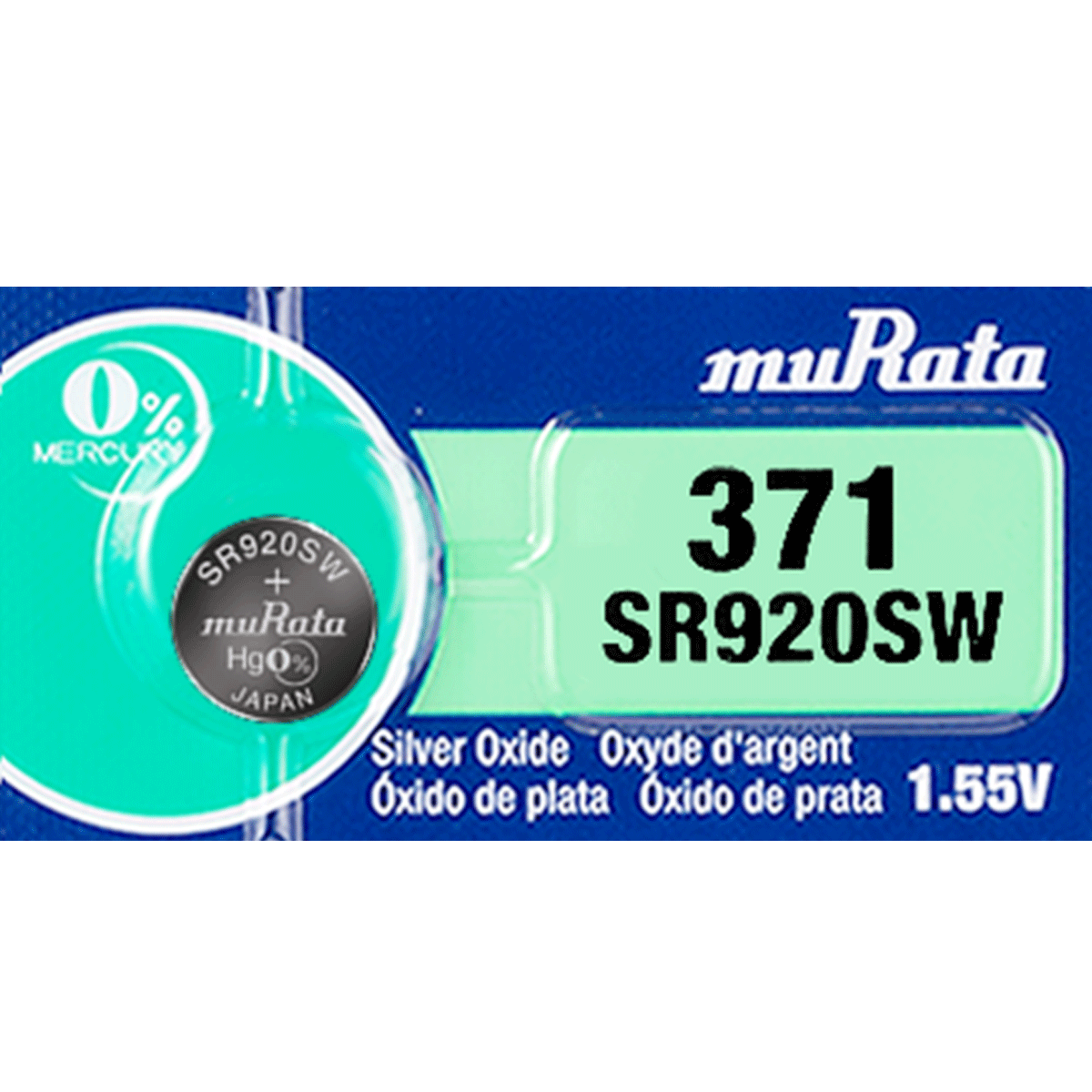Murata 371 (SR920SW) (formerly SONY) 1.55V Oxide (1 Battery)