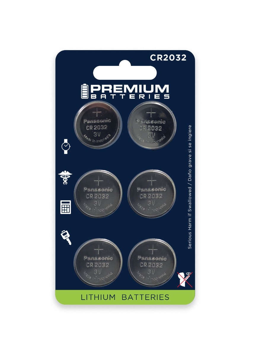 Premium Batteries CR2032 Battery 3V Lithium Coin Cell (6 Panasonic
