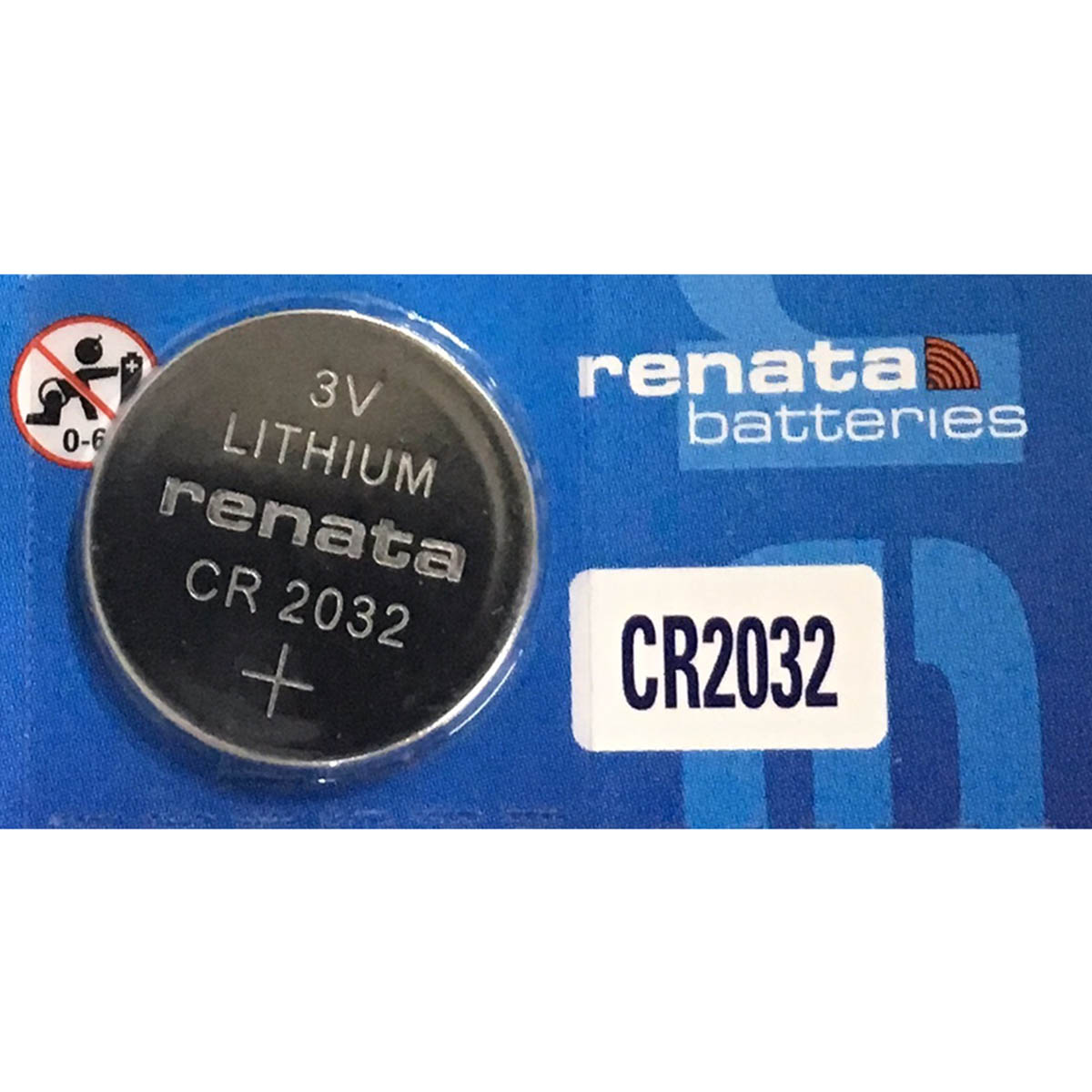 RENATA CR 2032 MFR (1BL) Battery, 3 V, 2032, Lithium Manganese Dioxide, 225  mAh, Pressure Contact, 20 mm