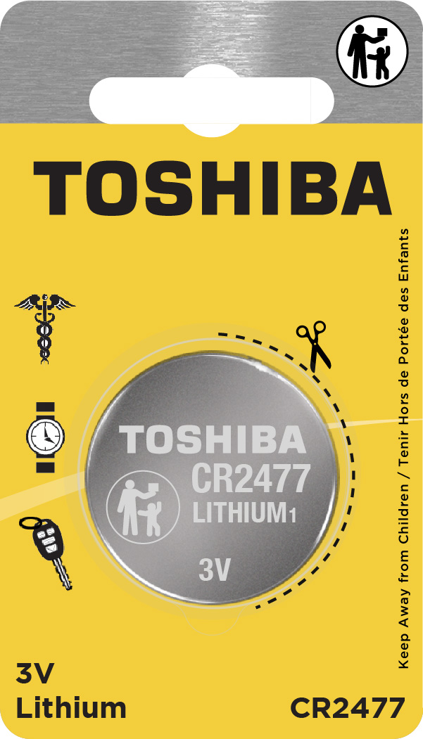 Toshiba CR2477 Battery 3V Lithium Coin Cell (1 PC Child Resistant