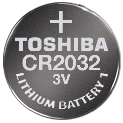 Toshiba CR2032 220mAh 3V Lithium (LiMnO2) Coin Cell Battery